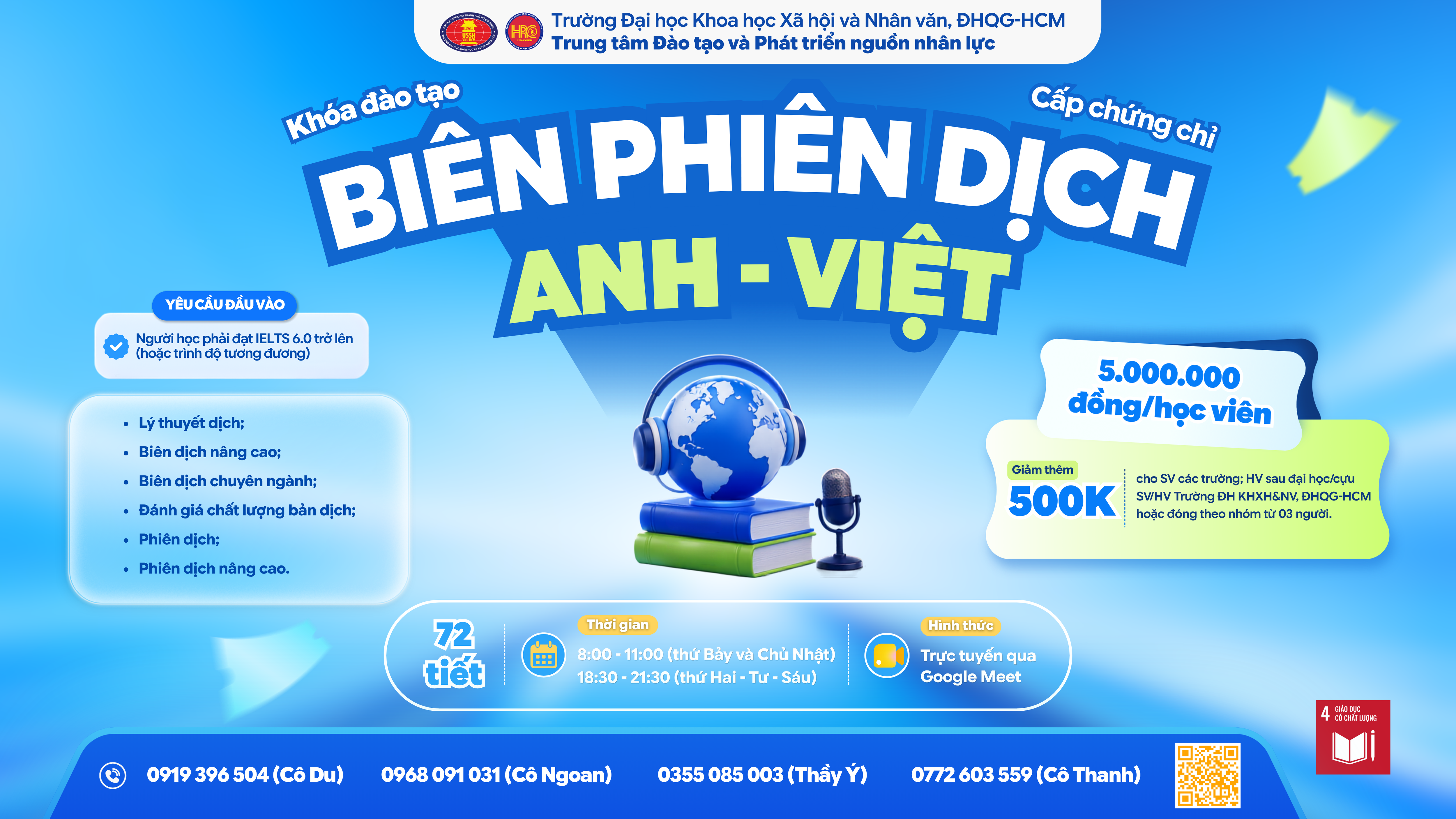 Biên phiên dịch Anh – Việt (Khóa 7) – Dự kiến Khai giảng 23/10/2026