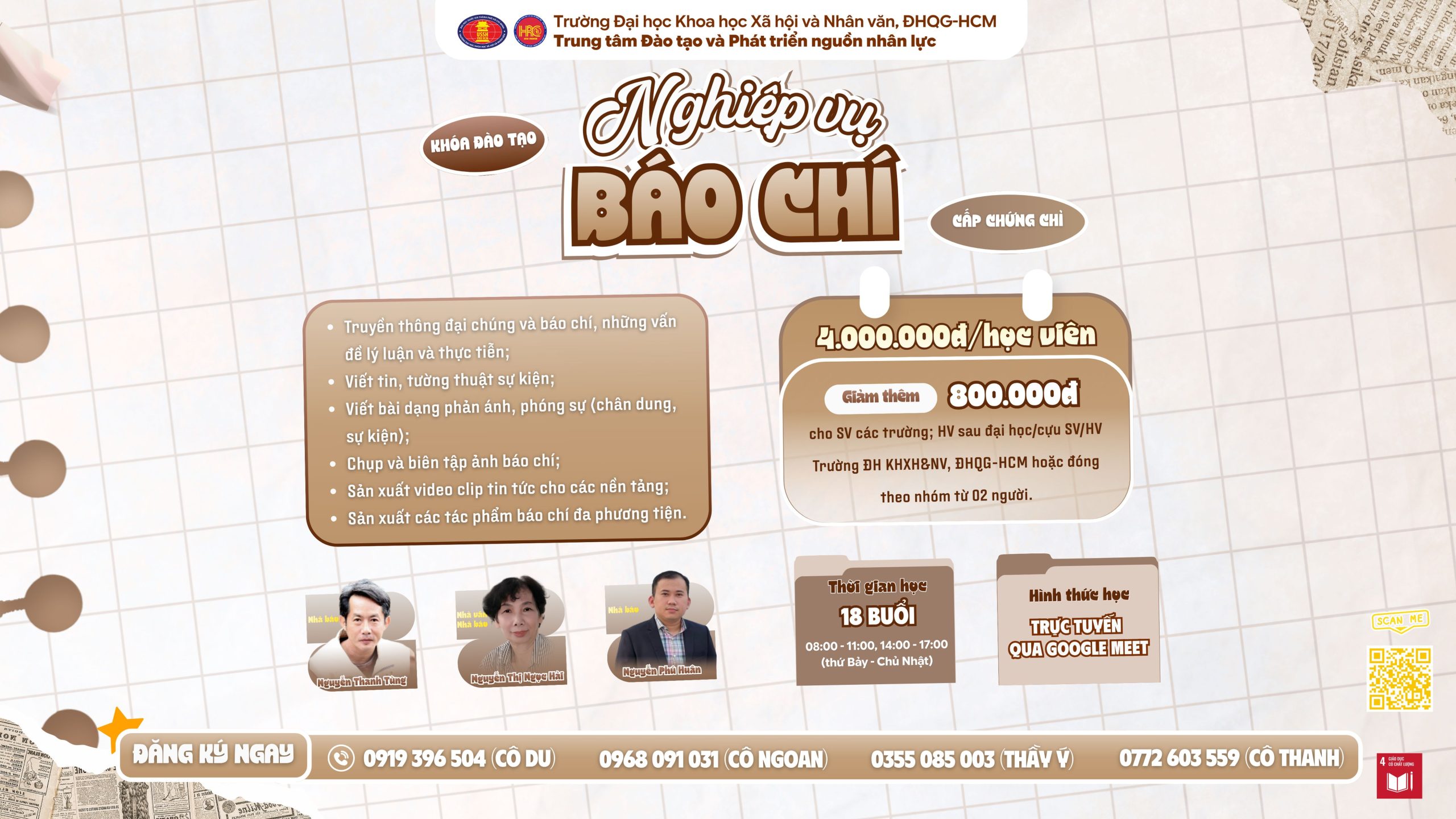 Nghiệp vụ Báo chí (Khóa 31) – Dự kiến khai giảng 28/11/2026