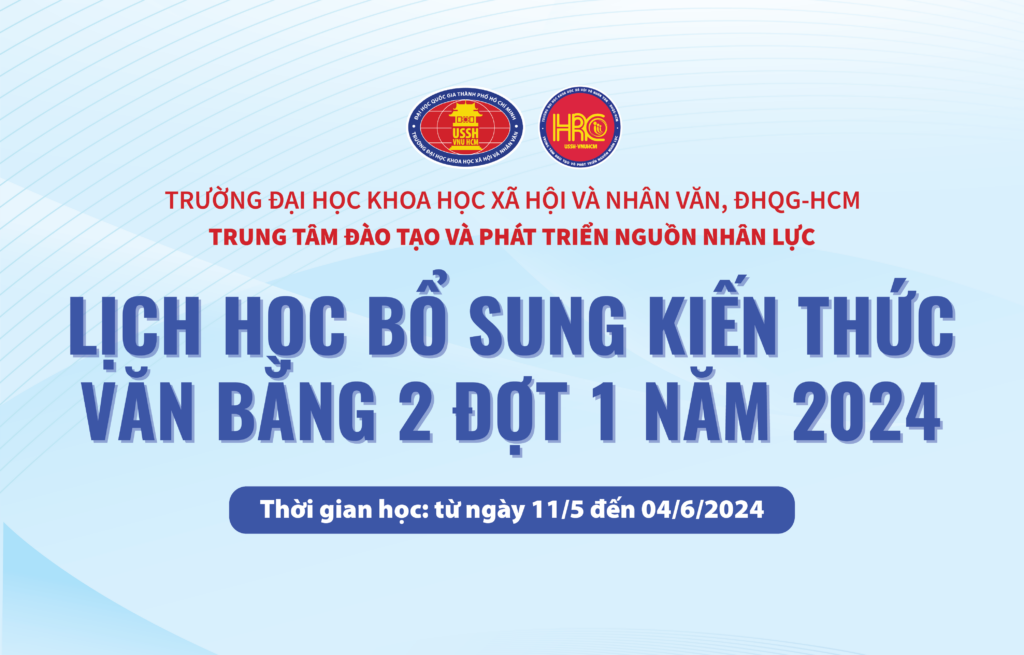 Lịch học bổ sung kiến thức văn bằng 2 đợt 1 – Năm 2024
