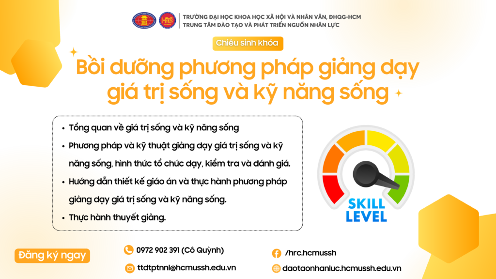 Phương pháp giảng dạy Giá trị sống và Kỹ năng sống (Khóa 19) – Khai giảng 23/08/2024