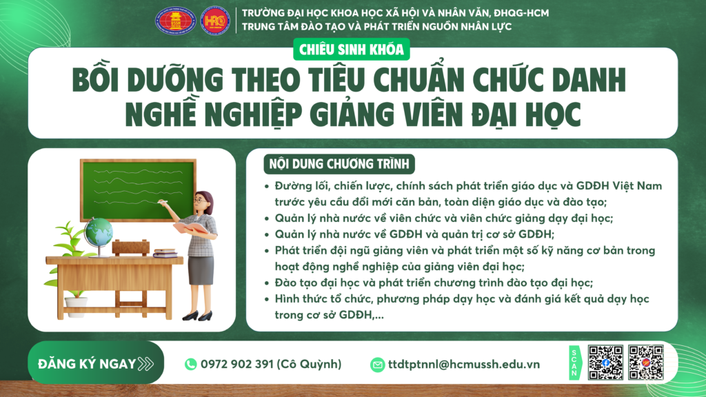 Bồi dưỡng theo tiêu chuẩn chức danh nghề nghiệp giảng viên đại học (Khóa 9) – Khai giảng 25/11/2024