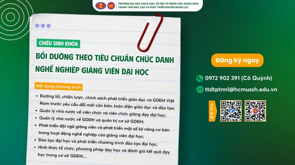 Bồi dưỡng theo tiêu chuẩn chức danh nghề nghiệp giảng viên đại học (Khóa 11) – Học ngày 19/04/2025