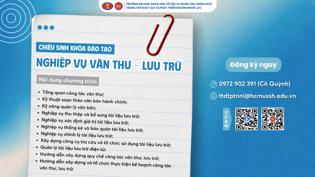 Nghiệp vụ Văn thư – Lưu trữ (Khóa 28) – Khai giảng 11/04/2025