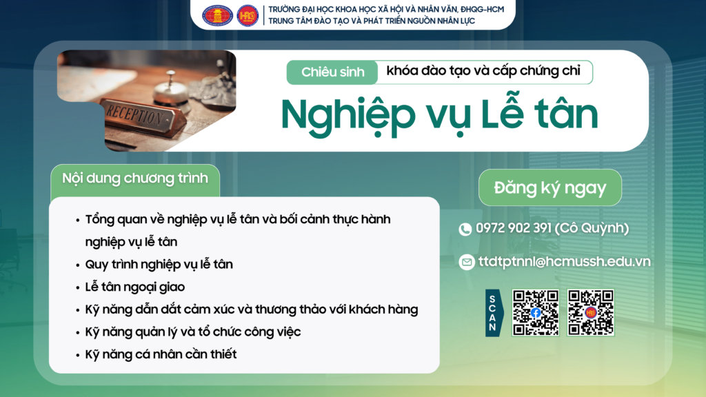 Nghiệp vụ Lễ tân (Khóa 1) – Khai giảng 12/09/2025