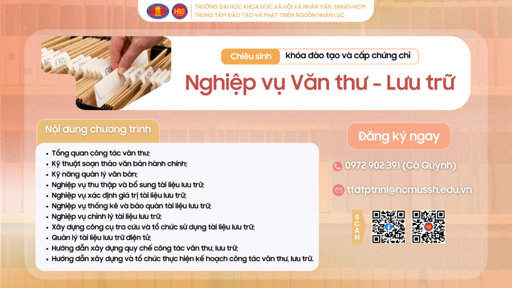 Nghiệp vụ Văn thư – Lưu trữ (Khóa 29) – Khai giảng 04/06/2025
