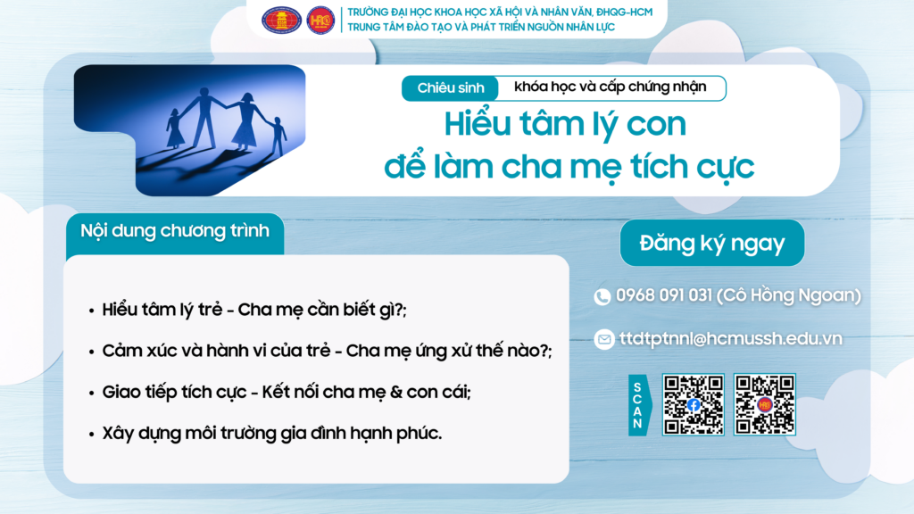 Hiểu tâm lý con để làm cha mẹ tích cực (Khóa 1) – Khai giảng 20/06/2025