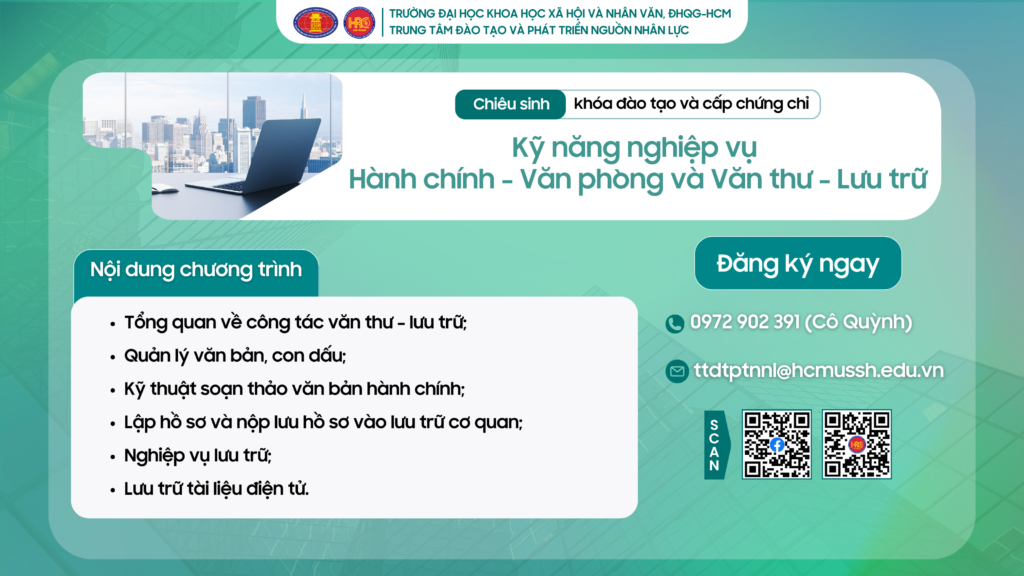 Kỹ năng nghiệp vụ Hành chính – Văn phòng và Văn thư – Lưu trữ (Khóa 17) – Khai giảng 27/06/2025