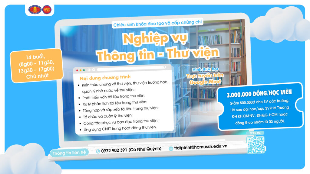 Nghiệp vụ Thông tin – Thư viện (Khóa 21) – Khai giảng 20/07/2025