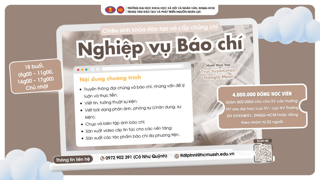 Nghiệp vụ Báo chí (Khóa 23) – Khai giảng 10/08/2025