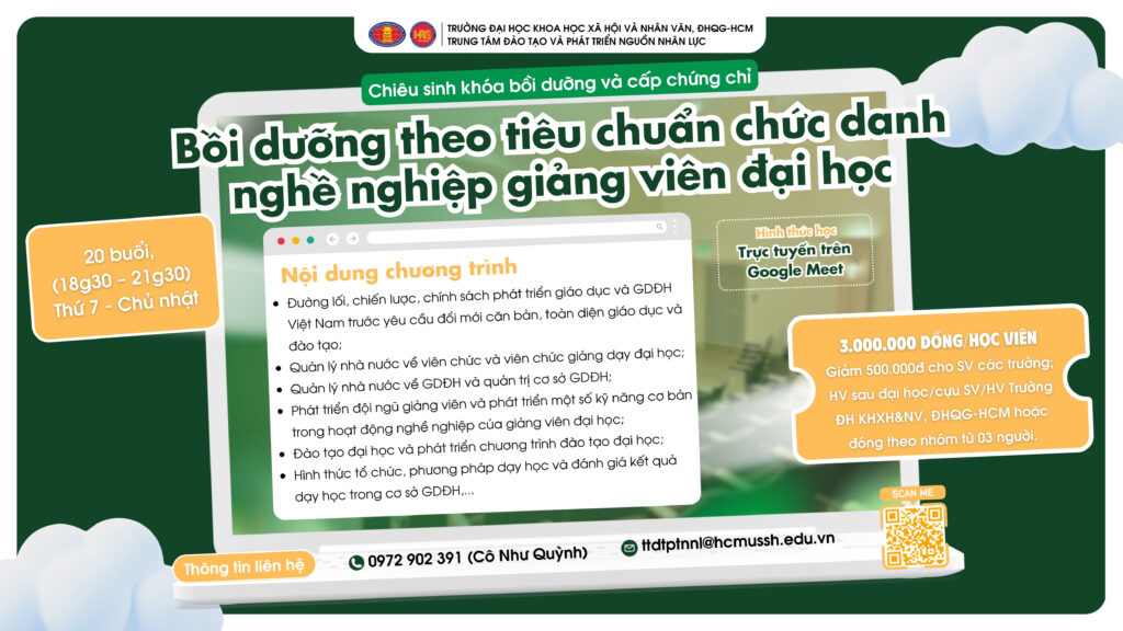 Bồi dưỡng theo tiêu chuẩn chức danh nghề nghiệp giảng viên đại học (Khóa 13) – Khai giảng 06/09/2025