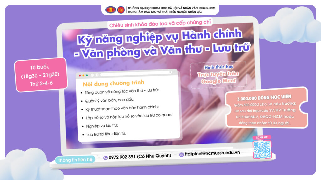 Kỹ năng nghiệp vụ Hành chính – Văn phòng và Văn thư – Lưu trữ (Khóa 18) – Khai giảng 25/08/2025