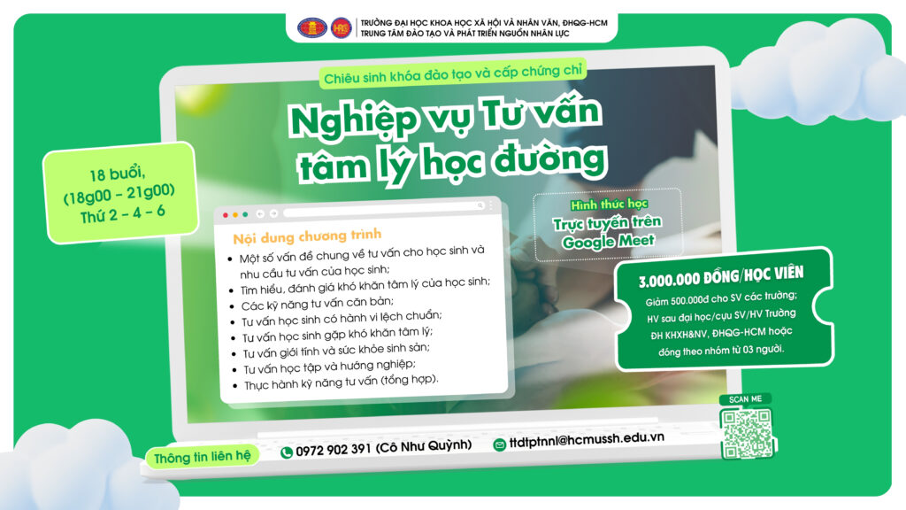Nghiệp vụ Tư vấn tâm lý học đường (Khóa 35) – Khai giảng 15/08/2025