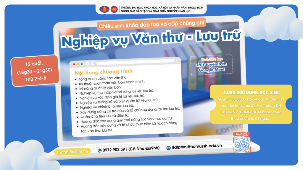 Nghiệp vụ Văn thư – Lưu trữ (Khóa 31) – Khai giảng 10/09/2025