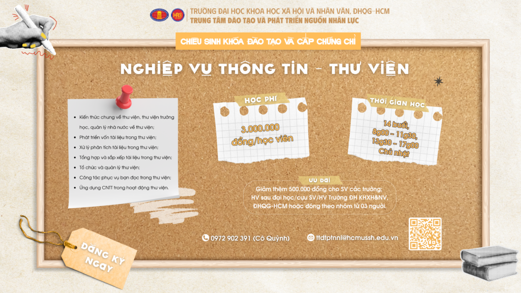 Nghiệp vụ Thông tin – Thư viện (Khóa 23) – Khai giảng 09/11/2025