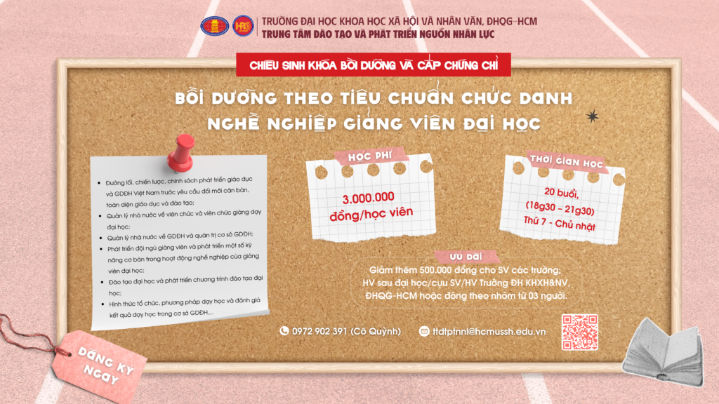 Bồi dưỡng theo tiêu chuẩn chức danh nghề nghiệp giảng viên đại học (Khóa 14) – Khai giảng 08/11/2025