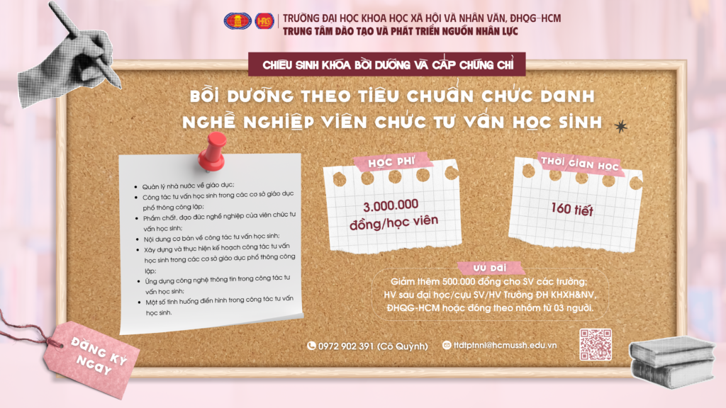 Bồi dưỡng theo tiêu chuẩn chức danh nghề nghiệp viên chức tư vấn học sinh (Khóa 1) – Khai giảng 27/10/2025