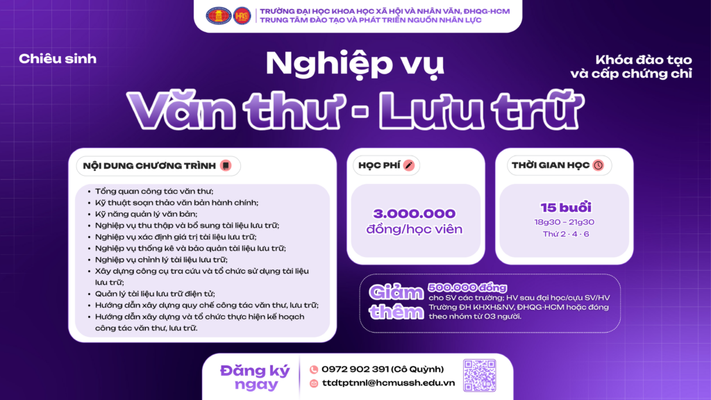 Nghiệp vụ Văn thư – Lưu trữ (Khóa 33) – Học ngày 29/12/2025