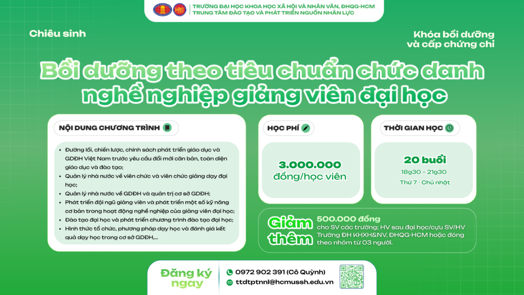 Bồi dưỡng theo tiêu chuẩn chức danh nghề nghiệp giảng viên đại học (Khóa 15) – Học ngày 24/01/2026
