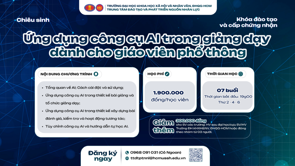 Ứng dụng công cụ AI trong giảng dạy dành cho giáo viên phổ thông (Khóa 4) – Khai giảng 02/03/2026