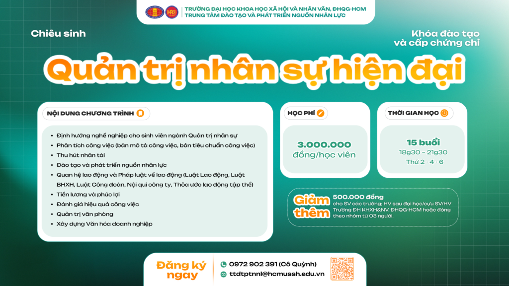 Quản trị nhân sự hiện đại (Khóa 4) – Khai giảng 18/03/2026