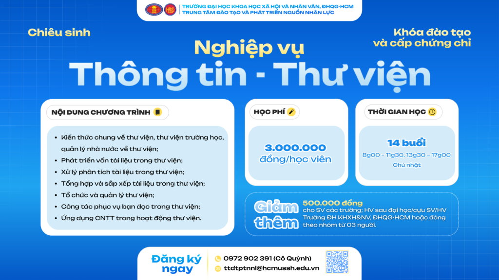 Nghiệp vụ Thông tin – Thư viện (Khóa 24) – Học ngày 25/01/2026
