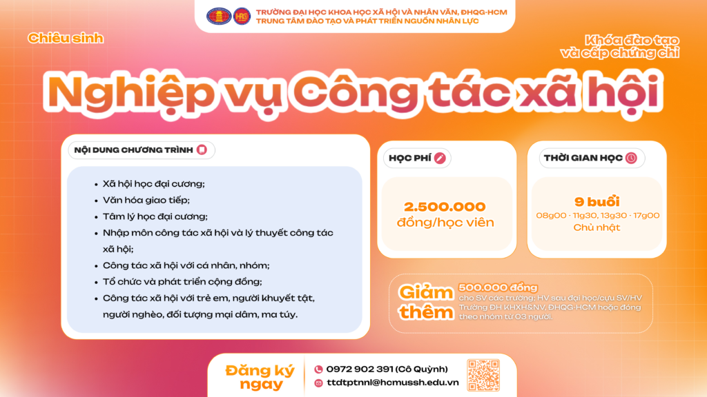 Nghiệp vụ Công tác xã hội (Khóa 2) – Học ngày 15/03/2026