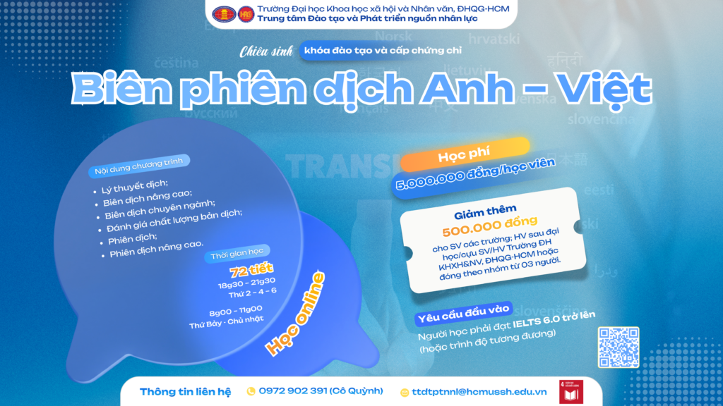Biên phiên dịch Anh – Việt (Khóa 4) – Khai giảng 04/05/2026