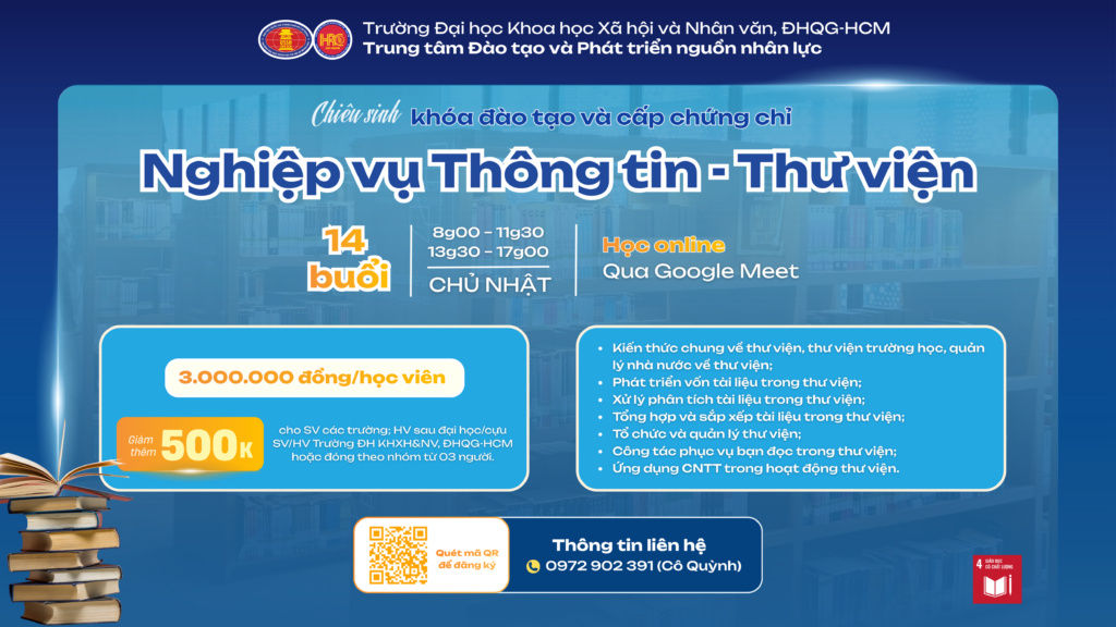 Nghiệp vụ Thông tin – Thư viện (Khóa 26) – Khai giảng 17/05/2026