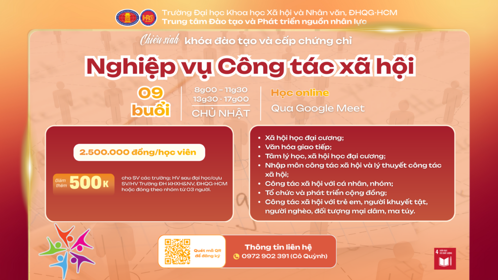 Nghiệp vụ Công tác xã hội (Khóa 3) – Khai giảng 10/05/2026