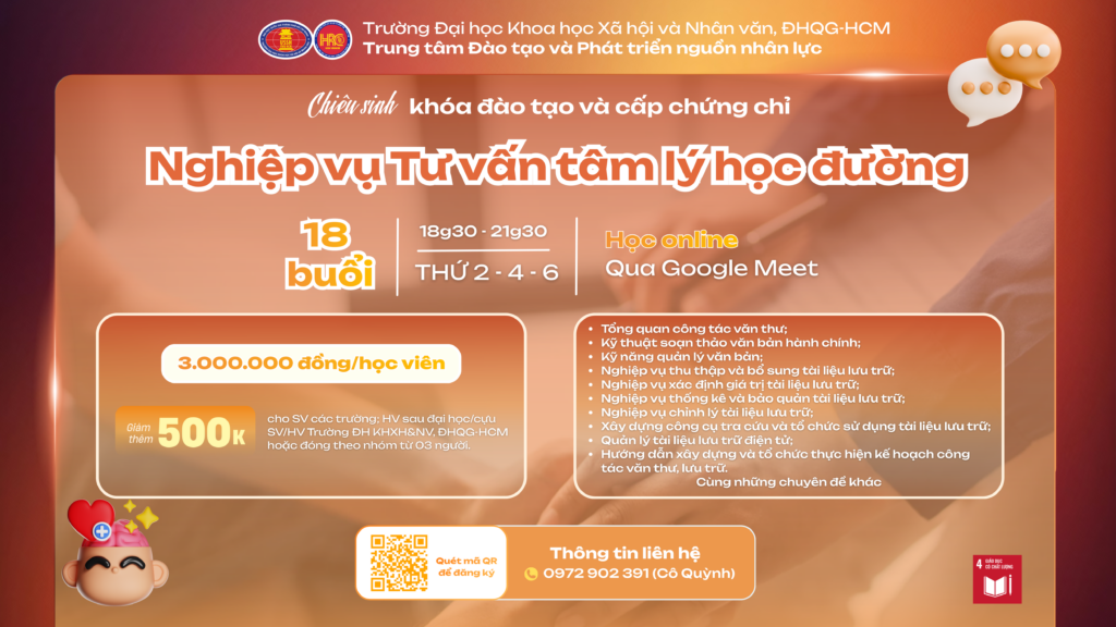Nghiệp vụ Tư vấn tâm lý học đường (Khóa 41) – Khai giảng 18/05/2026