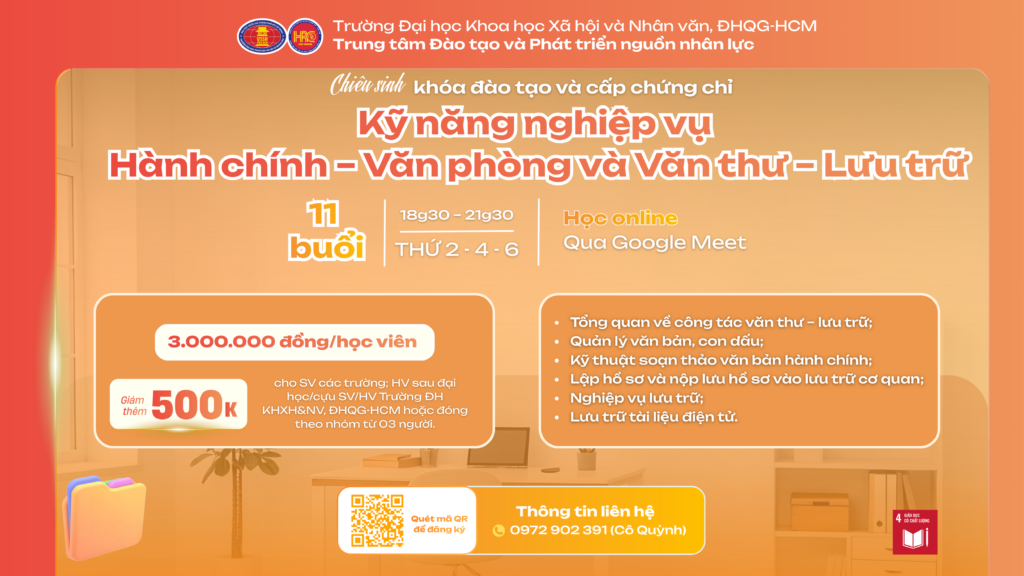 Kỹ năng nghiệp vụ Hành chính – Văn phòng và Văn thư – Lưu trữ (Khóa 23) – Khai giảng 05/06/2026