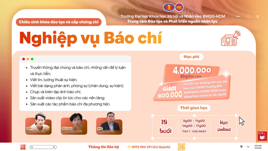 Nghiệp vụ Báo chí (Khóa 28) – Học ngày 28/06/2026