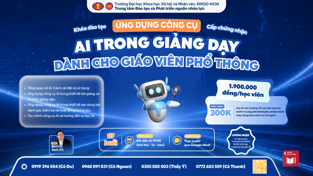 Ứng dụng công cụ AI trong giảng dạy dành cho giáo viên phổ thông (Khóa 6) – Dự kiến khai giảng 07/09/2026
