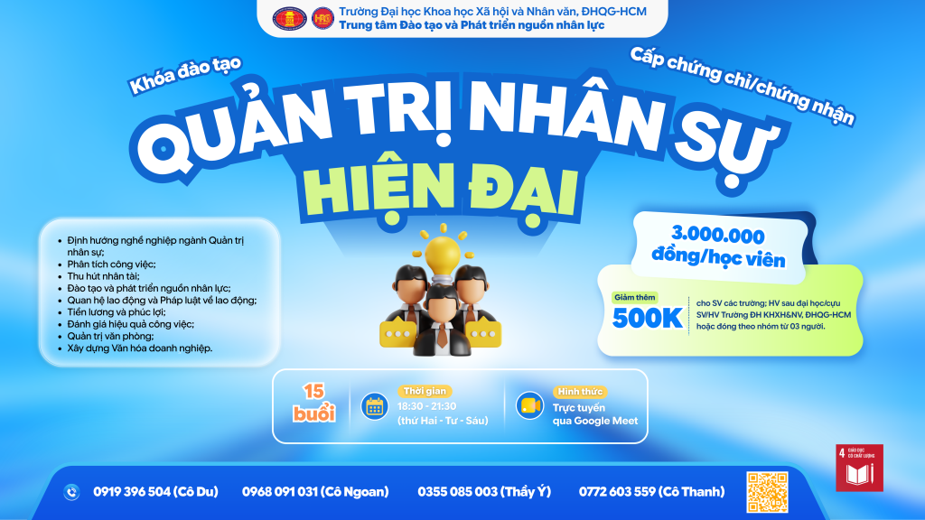 Quản trị nhân sự hiện đại (Khóa 8) – Dự kiến khai giảng 14/09/2026