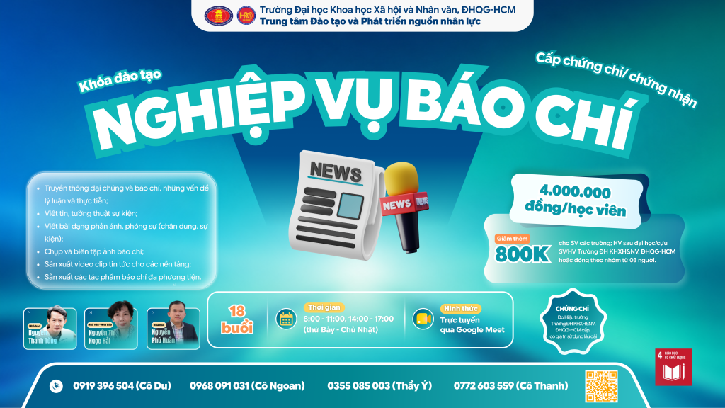 Nghiệp vụ Báo chí (Khóa 30) – Dự kiến khai giảng 19/09/2026