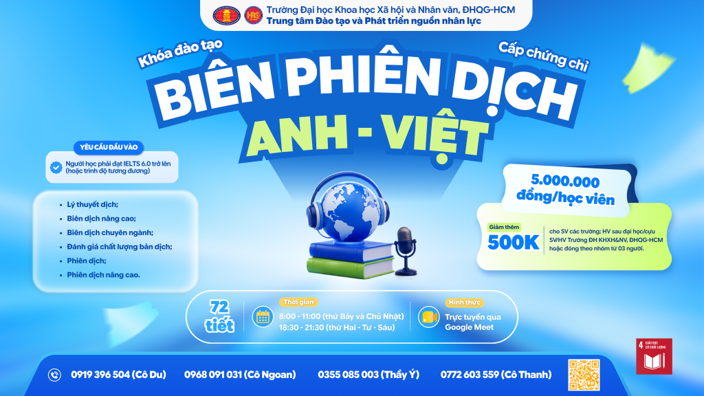 Biên phiên dịch Anh – Việt (Khóa 7) – Dự kiến khai giảng 09/10/2026