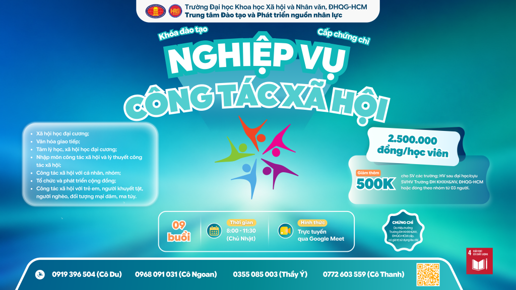 Nghiệp vụ Công tác xã hội (Khóa 6) – Dự kiến khai giảng 11/10/2026
