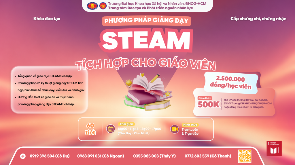 Phương pháp giảng dạy STEAM tích hợp cho giáo viên (Khóa 3) – Dự kiến khai giảng 20/09/2026