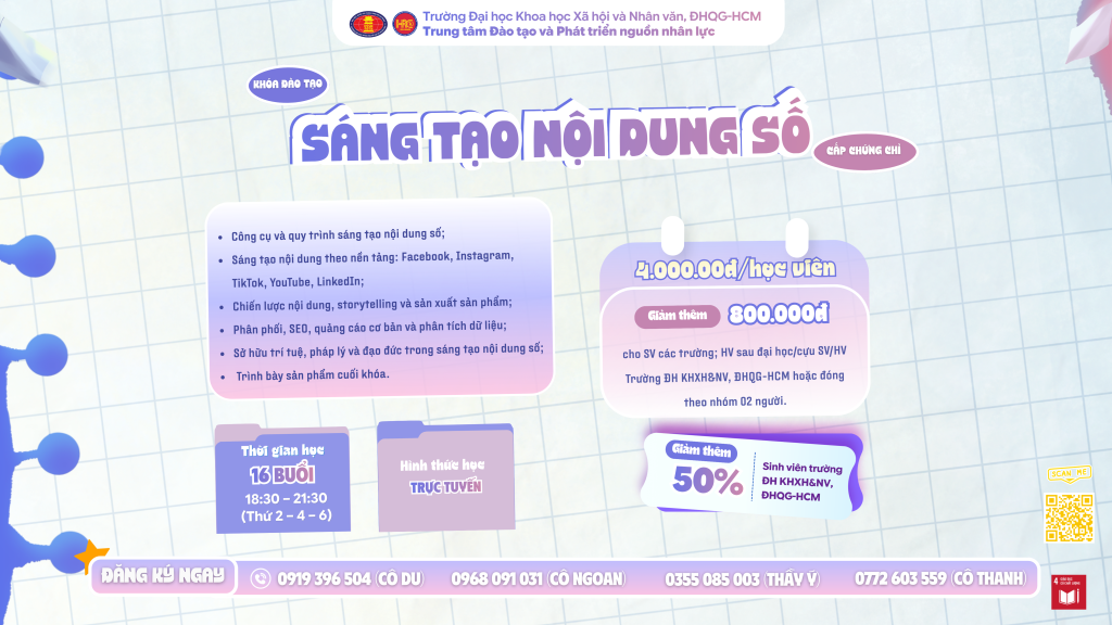 Sáng tạo nội dung số (Khóa 2) – Dự kiến khai giảng 11/11/2026