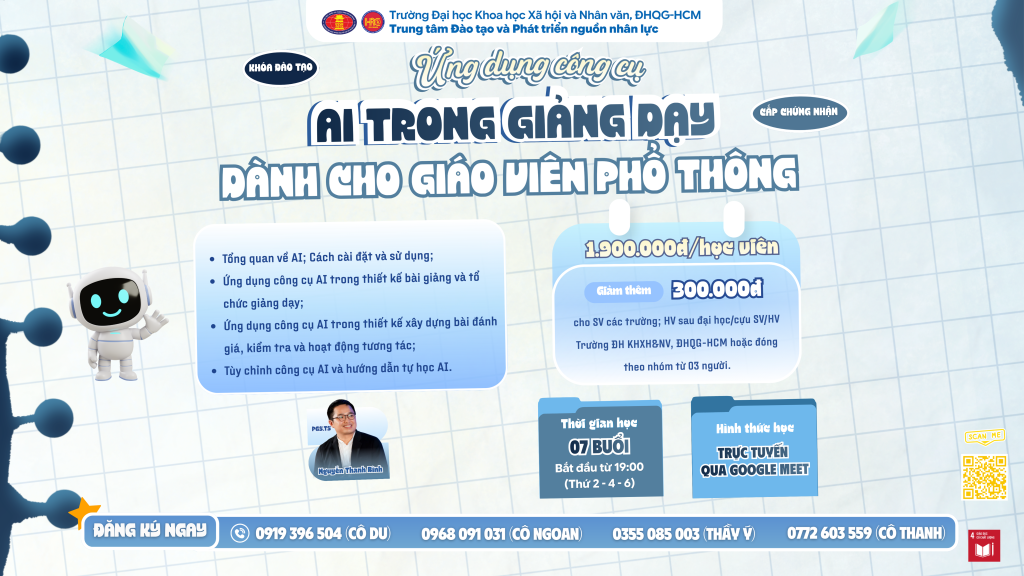 Ứng dụng công cụ AI trong giảng dạy dành cho giáo viên phổ thông (Khóa UEED.02)