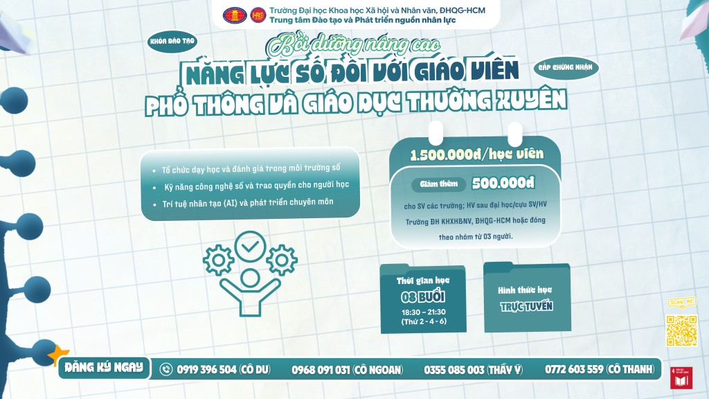 Bồi dưỡng nâng cao năng lực số đối với giáo viên phổ thông và giáo dục thường xuyên (Khóa 2) – Dự kiến khai giảng 21/12/2026