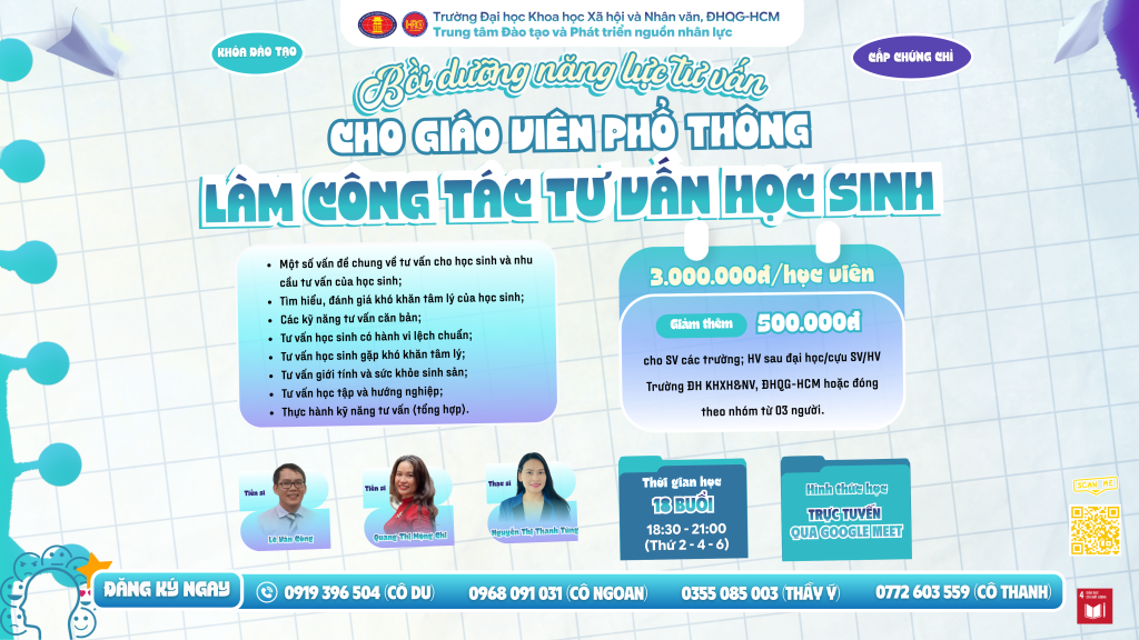 Bồi dưỡng năng lực tư vấn cho giáo viên phổ thông làm công tác tư vấn cho học sinh (Khóa 46) – Dự kiến khai giảng 23/11/2026